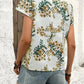 Floral Print Tie Neck Blouse for Effortless Style - MegaSuperStar