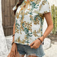 Floral Print Tie Neck Blouse for Effortless Style - MegaSuperStar