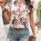 Floral Print Tie Neck Blouse for Effortless Style - MegaSuperStar