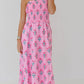 💖 Floral Smocked Midi Dress with Adjustable Straps - Perfect Summer Cami 💖 - MegaSuperStar