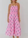 💖 Floral Smocked Midi Dress with Adjustable Straps - Perfect Summer Cami 💖 thumbnail
