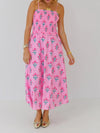 💖 Floral Smocked Midi Dress with Adjustable Straps - Perfect Summer Cami 💖 thumbnail