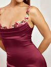 Floral Trim Satin Maxi Dress thumbnail