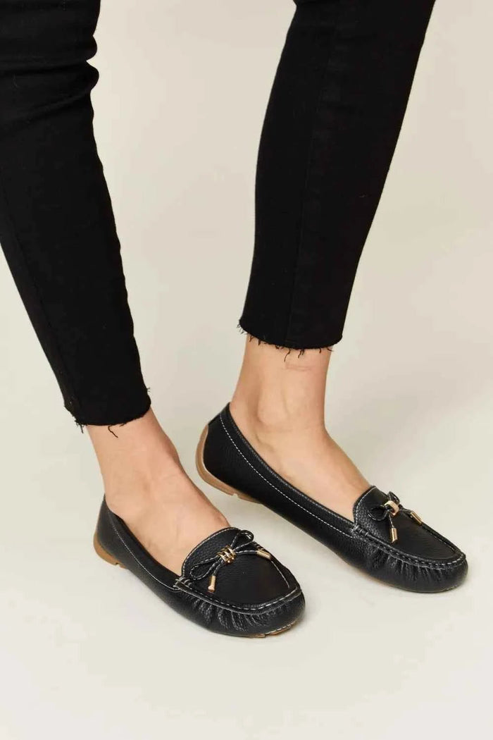 Forever Link Bow Flats Slip On Loafers with Bow Detail