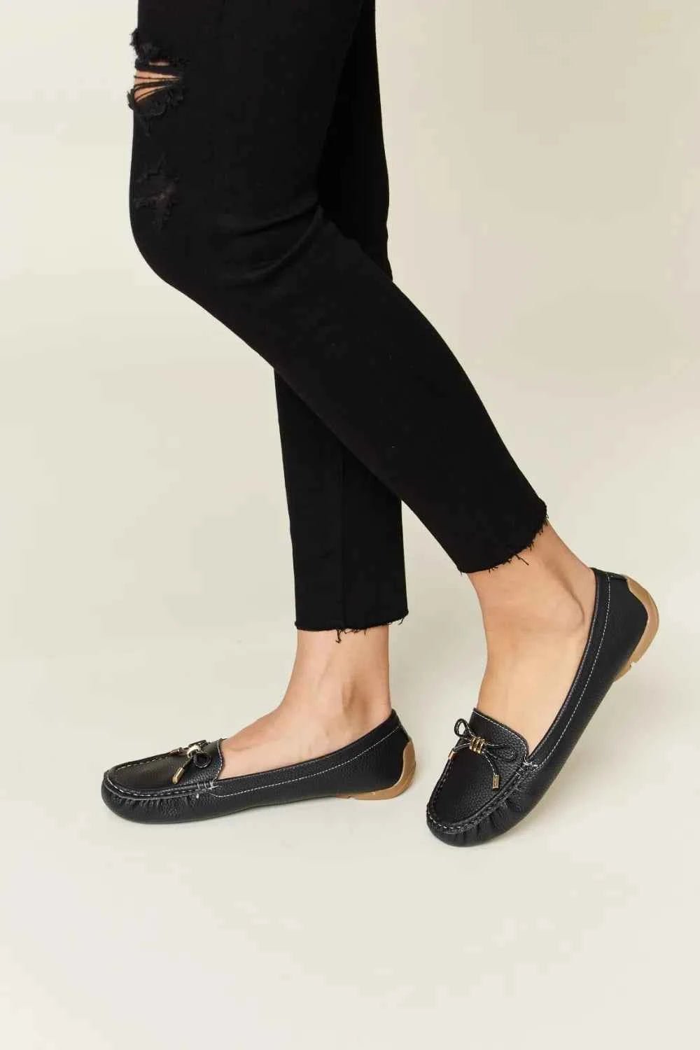 Forever Link Bow Flats Slip On Loafers with Bow Detail - MegaSuperStar
