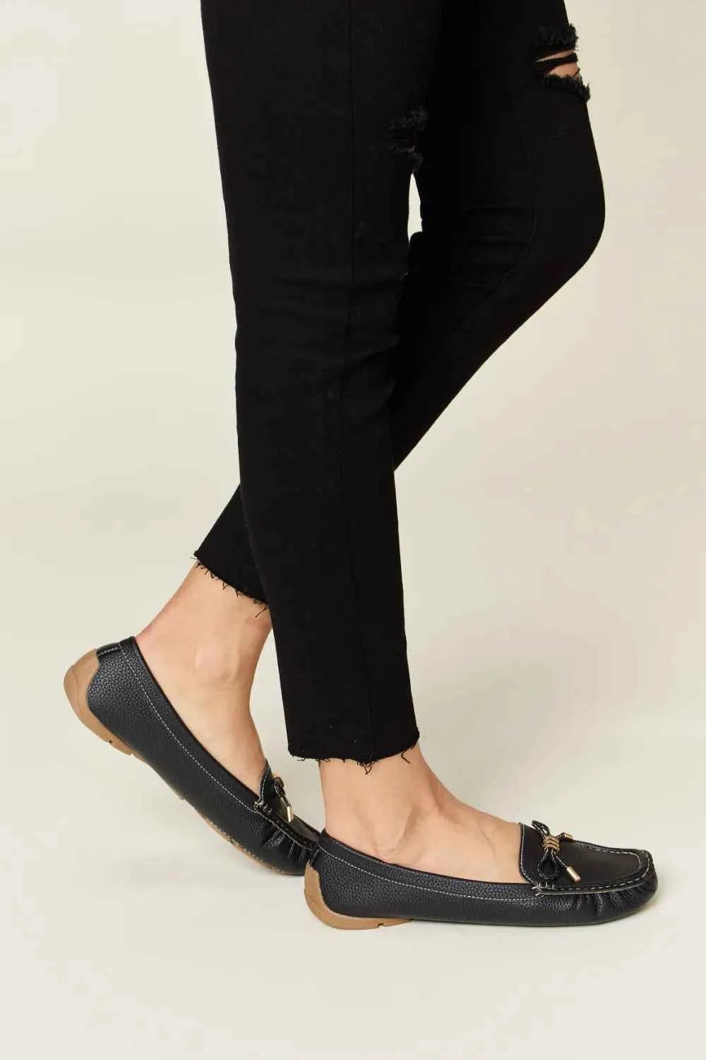 Forever Link Bow Flats Slip On Loafers with Bow Detail - MegaSuperStar