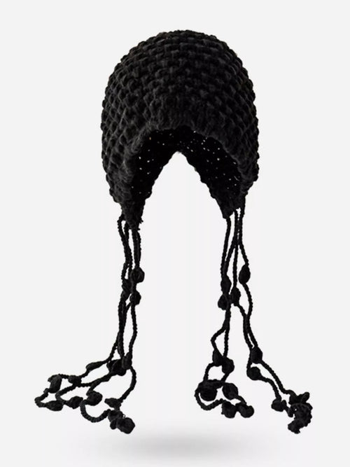 Customer styling 🧶 Fringe Knitted Beanie Hat 🧶