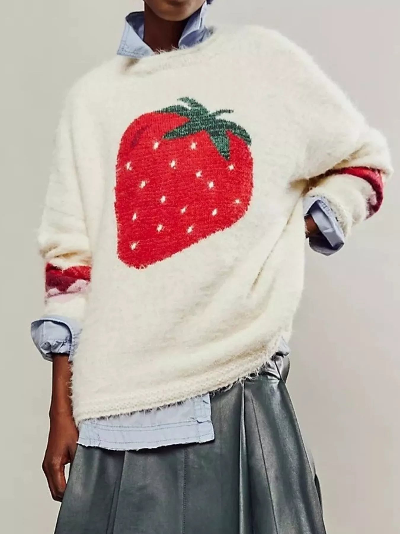 Fruit Round Neck Long Sleeve Sweater - MegaSuperStar