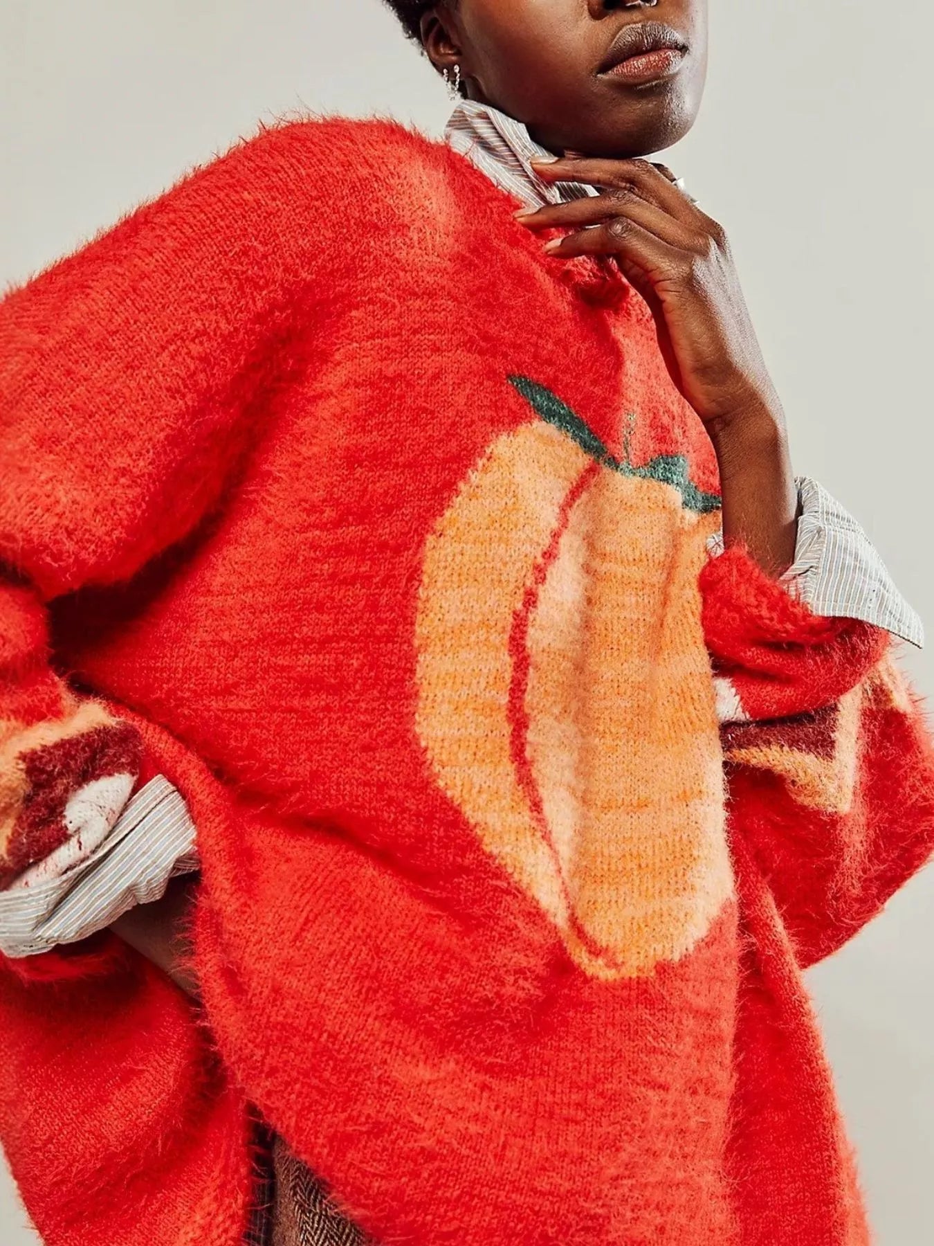 Fruit Round Neck Long Sleeve Sweater - MegaSuperStar