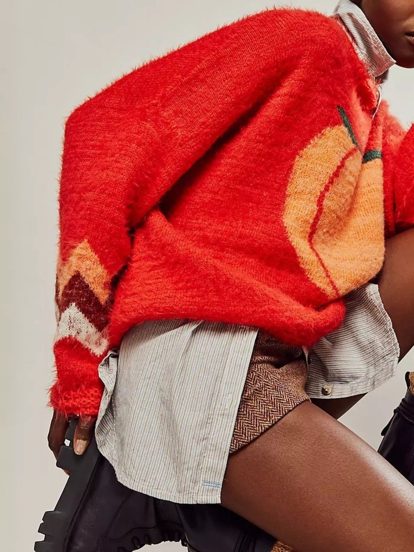 Fruit Round Neck Long Sleeve Sweater - MegaSuperStar