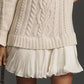 Full Size Cable Knit Pleated Hem Sweater Dress Plus Size - MegaSuperStar