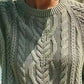 Full Size Cable Knit Pleated Hem Sweater Dress Plus Size - MegaSuperStar
