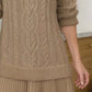 Full Size Cable Knit Pleated Hem Sweater Dress Plus Size - MegaSuperStar