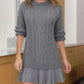 Full Size Cable Knit Pleated Hem Sweater Dress Plus Size - MegaSuperStar