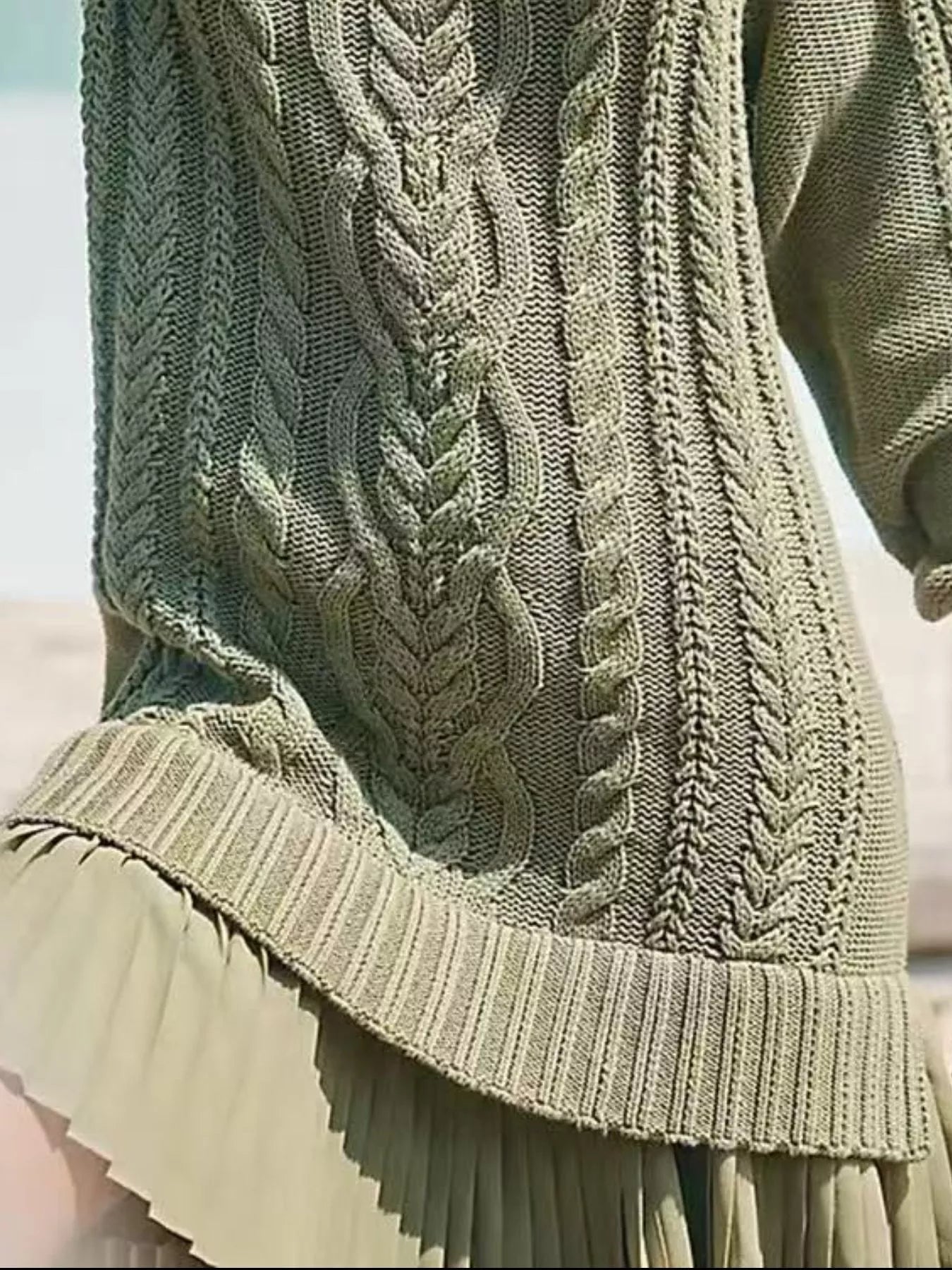 Full Size Cable Knit Pleated Hem Sweater Dress Plus Size - MegaSuperStar