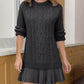 Full Size Cable Knit Pleated Hem Sweater Dress Plus Size - MegaSuperStar