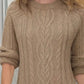 Full Size Cable Knit Pleated Hem Sweater Dress Plus Size - MegaSuperStar