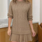 Full Size Cable Knit Pleated Hem Sweater Dress Plus Size - MegaSuperStar