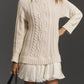Full Size Cable Knit Pleated Hem Sweater Dress Plus Size - MegaSuperStar