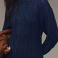 Full Size Cable Knit Pleated Hem Sweater Dress Plus Size - MegaSuperStar