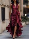 Full Size High-Low Ruffled Satin Maxi Dress Plus Size thumbnail