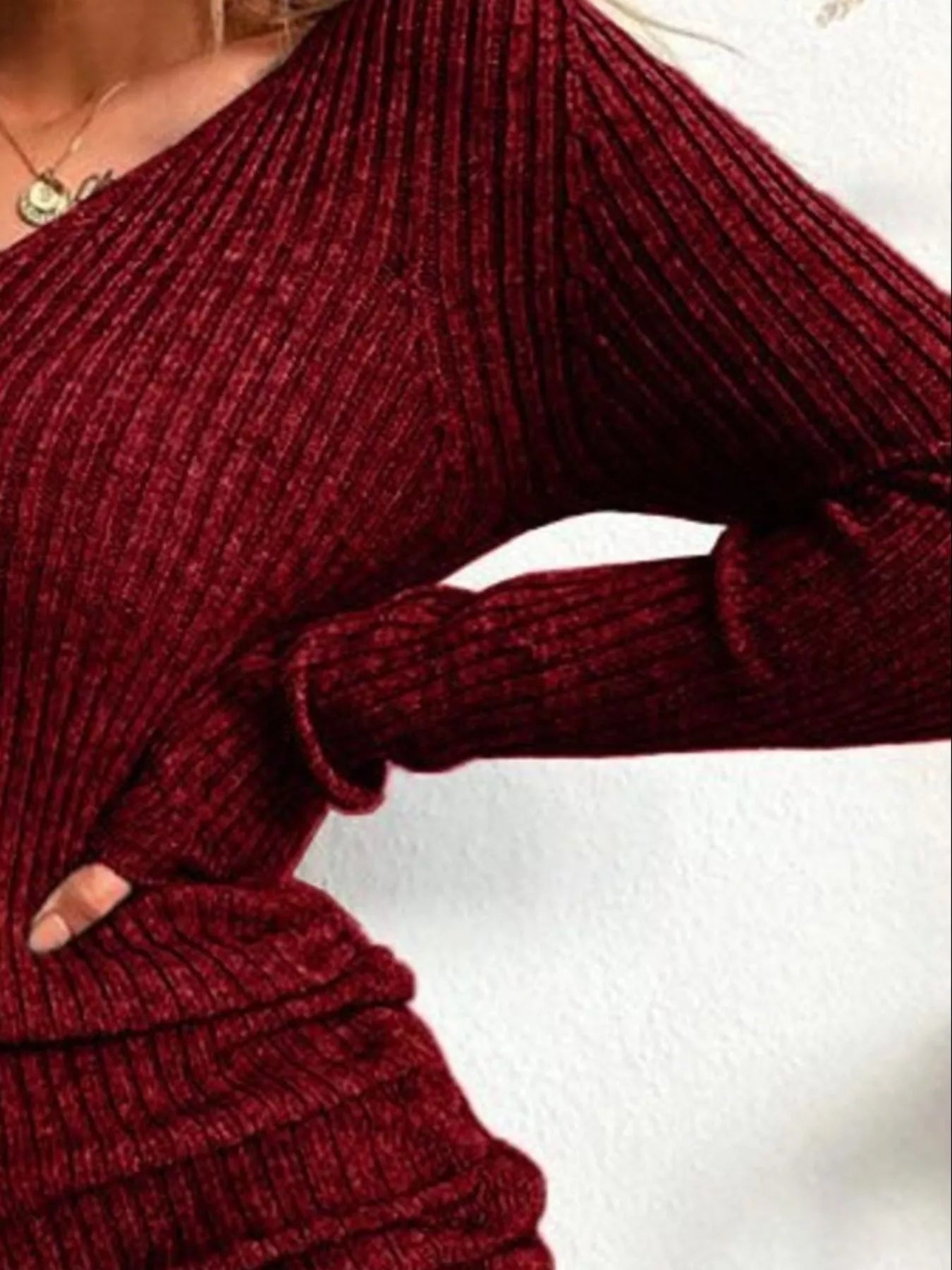 Full Size Ribbed Knit Drawstring Bodycon Sweater Dress Plus Size - MegaSuperStar