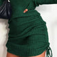 Full Size Ribbed Knit Drawstring Bodycon Sweater Dress Plus Size - MegaSuperStar