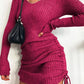 Full Size Ribbed Knit Drawstring Bodycon Sweater Dress Plus Size - MegaSuperStar