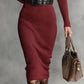 Full Size Ribbed Knit Turtleneck Sweater Dress Plus Size - MegaSuperStar