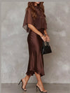 Full Size Satin Cami Dress and Sheer Cover Up Set Plus Size thumbnail