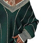 Full Size V - Neck Textured Knit Sweater Plus Size - MegaSuperStar