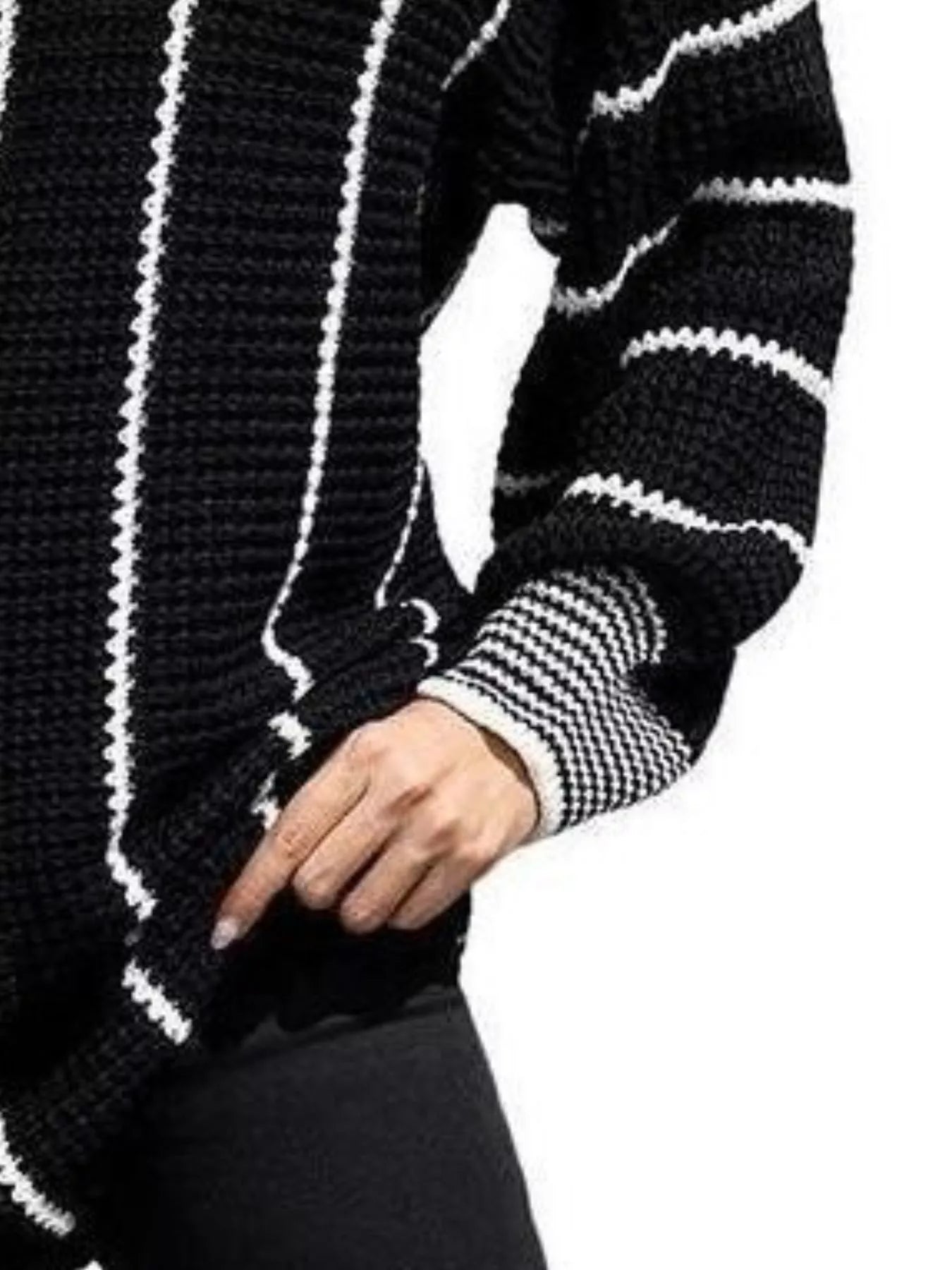 Full Size V - Neck Textured Knit Sweater Plus Size - MegaSuperStar