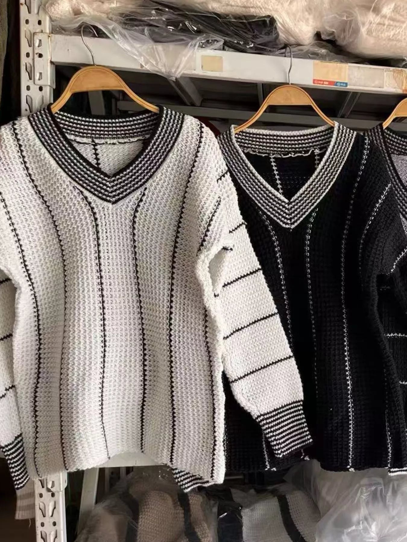 Full Size V - Neck Textured Knit Sweater Plus Size - MegaSuperStar