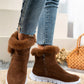 Fuzzy Trim Buckle Boots - MegaSuperStar