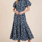 GeeGee Leaf Pattern Eyelet Lace Dress with Puff Sleeves - MegaSuperStar
