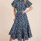 GeeGee Leaf Pattern Eyelet Lace Dress with Puff Sleeves - MegaSuperStar