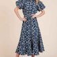 GeeGee Leaf Pattern Eyelet Lace Dress with Puff Sleeves - MegaSuperStar