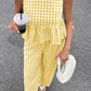 Gingham Sleeveless Top and Wide - Leg Pants Set - MegaSuperStar