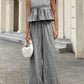 Gingham Sleeveless Top and Wide - Leg Pants Set - MegaSuperStar