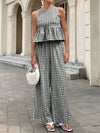 🌺 Gingham Sleeveless Top and Wide-Leg Pants Set for Effortless Style and Comfort 🌺 thumbnail