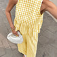 Gingham Sleeveless Top and Wide - Leg Pants Set - MegaSuperStar