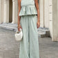 Gingham Sleeveless Top and Wide - Leg Pants Set - MegaSuperStar