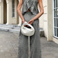 Gingham Sleeveless Top and Wide - Leg Pants Set - MegaSuperStar