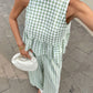 Gingham Sleeveless Top and Wide - Leg Pants Set - MegaSuperStar