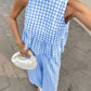Gingham Sleeveless Top and Wide - Leg Pants Set - MegaSuperStar