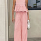Gingham Sleeveless Top and Wide - Leg Pants Set - MegaSuperStar