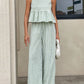 Gingham Sleeveless Top and Wide - Leg Pants Set - MegaSuperStar