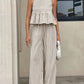 Gingham Sleeveless Top and Wide - Leg Pants Set - MegaSuperStar