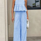 Gingham Sleeveless Top and Wide - Leg Pants Set - MegaSuperStar
