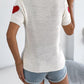 Heart Pattern Short Sleeve Knit Top - MegaSuperStar